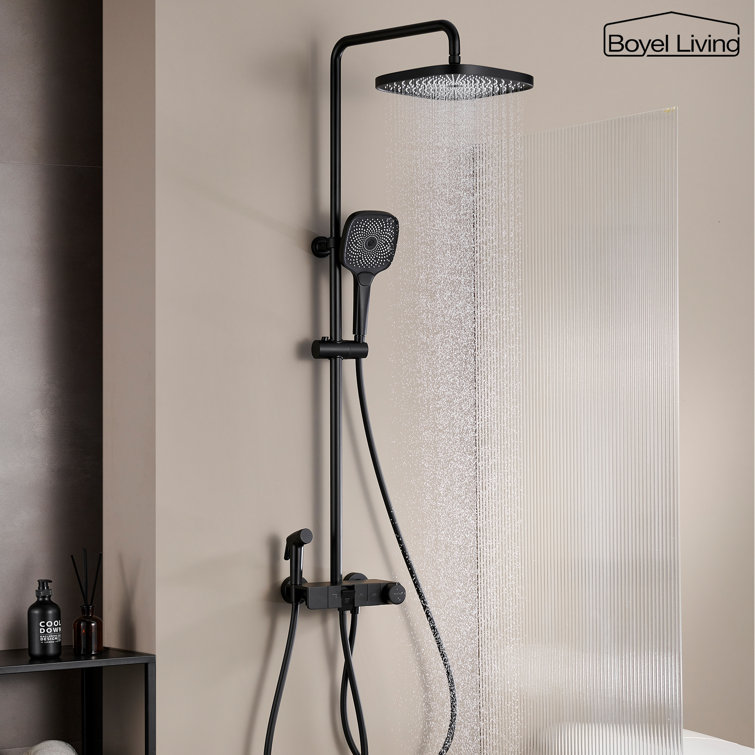 Matte Black Dual Shower Head with Handheld and Tub Spout