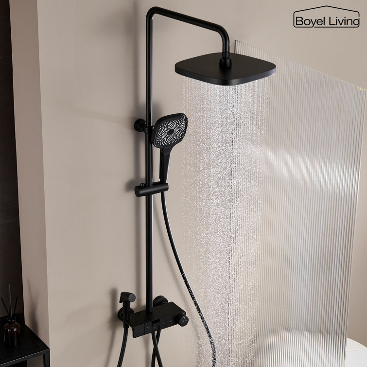 Matte Black Dual Shower Head with Handheld and Tub Spout