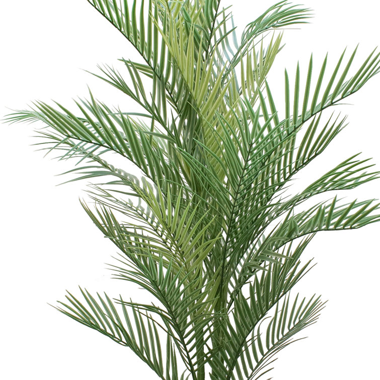 60'' Green Faux Palm Tree in Black Plastic Planter