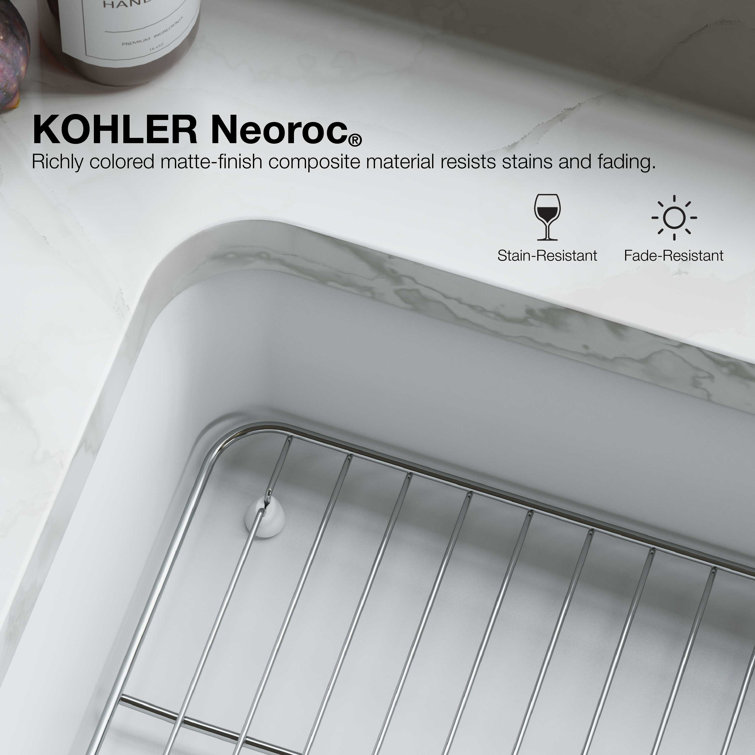 Matte White Neoroc Composite Undermount Single-Bowl Kitchen Sink
