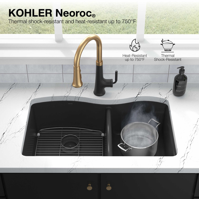 Kennon Matte Black 33" Double Basin Drop-In Kitchen Sink