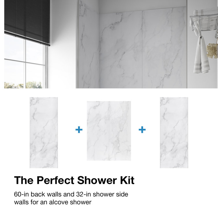 Carrara Marble 60'' x 80'' Shower Wall Kit
