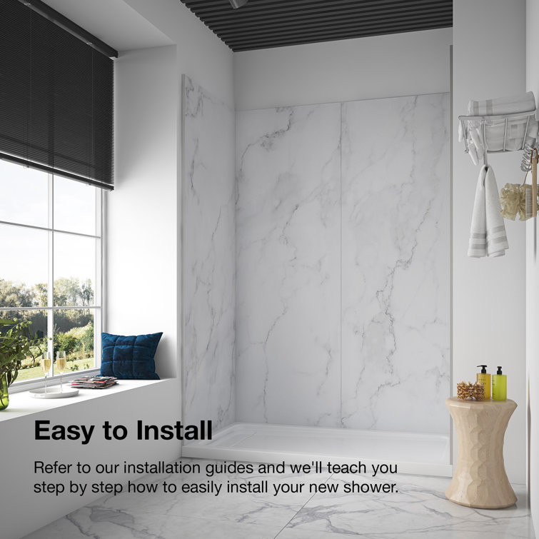 Carrara Marble 60'' x 80'' Shower Wall Kit