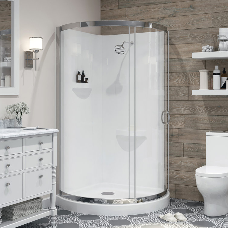 Breeze 38" Clear Glass Chrome Corner Shower Kit