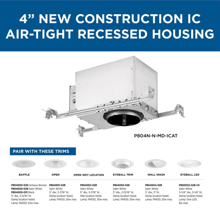 4" Steel Air-Tight IC New Construction Recessed Housing