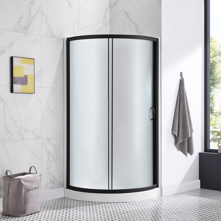 Breeze 32'' Black Corner Shower Kit with Frosted Glass