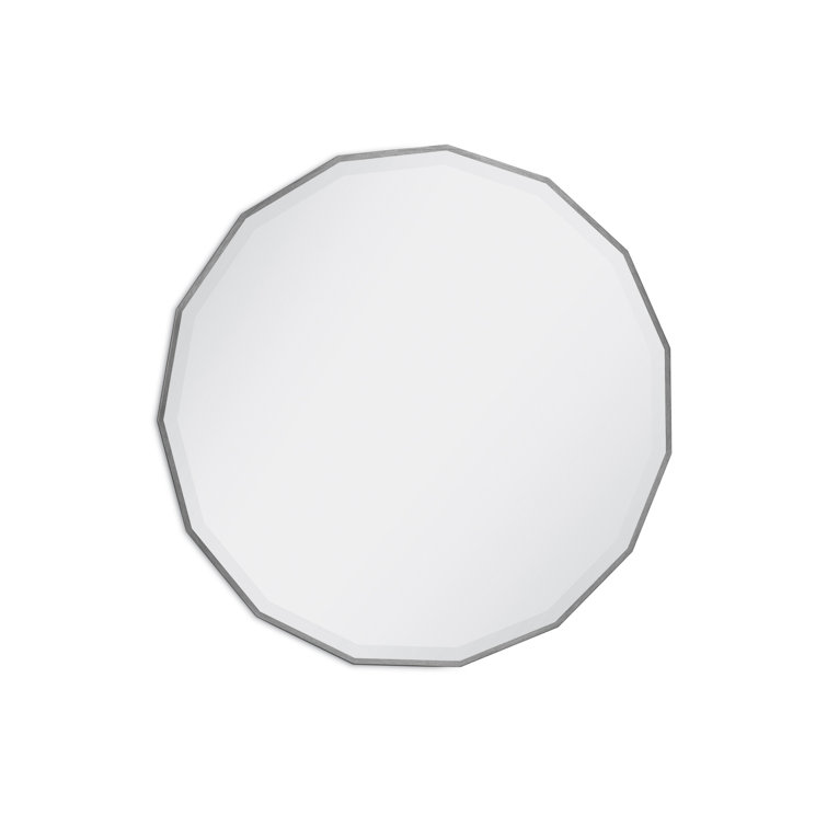 Large Silver Geometric Wood Frame Wall Mirror
