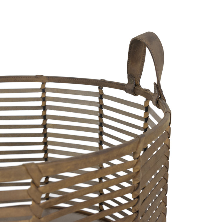 Finn Large Handwoven Natural Leather Storage Basket