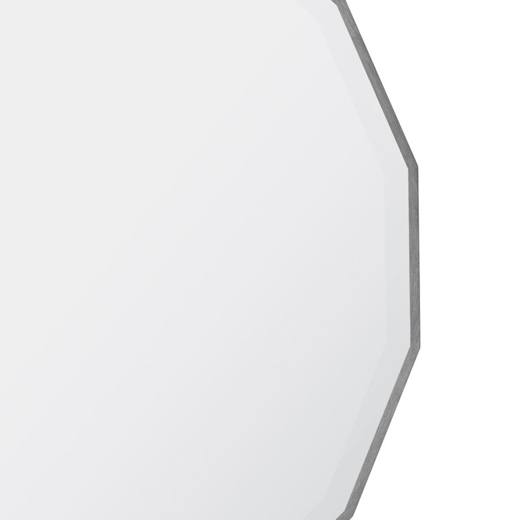 Large Silver Geometric Wood Frame Wall Mirror