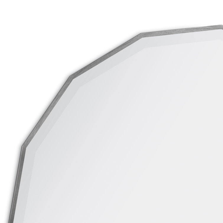 Large Silver Geometric Wood Frame Wall Mirror