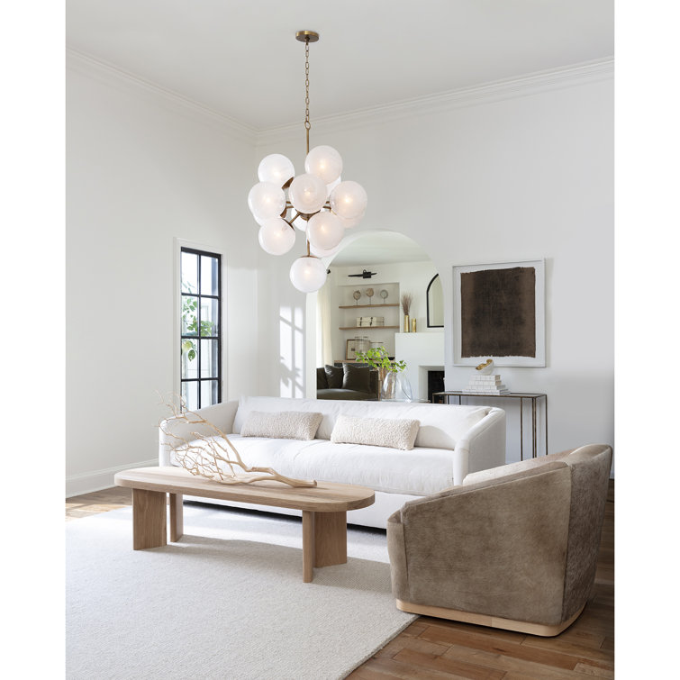 La Dame Natural Brass 13-Light Chandelier with Swirl Glass Globes
