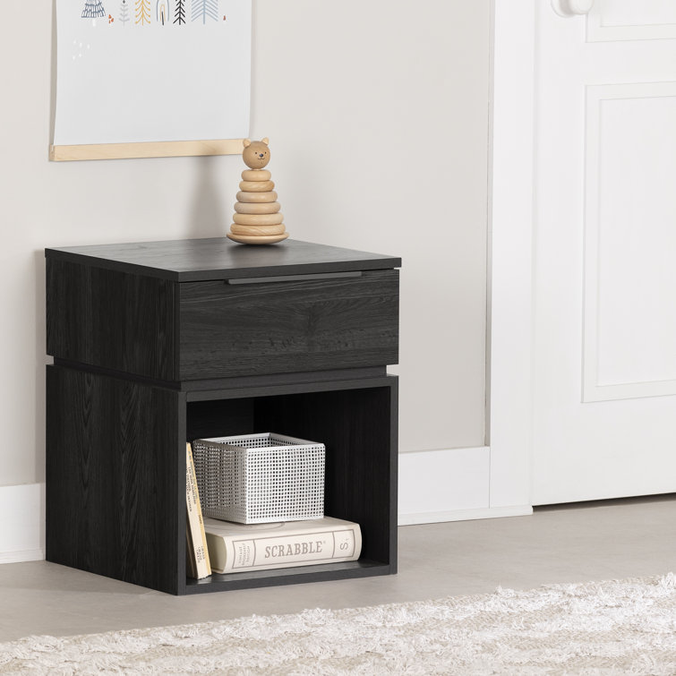 Gray Oak 1-Drawer Minimalist Nightstand