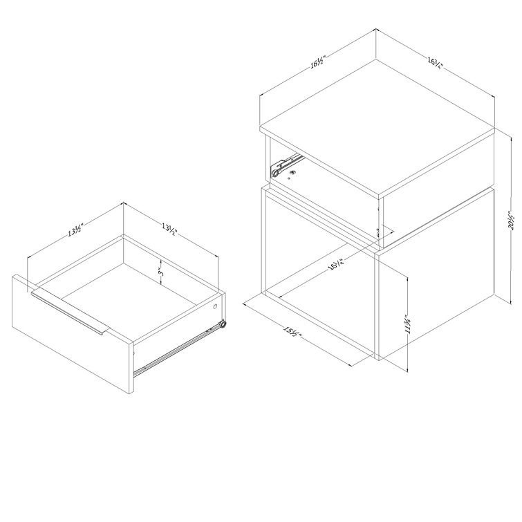 Gray Oak 1-Drawer Minimalist Nightstand