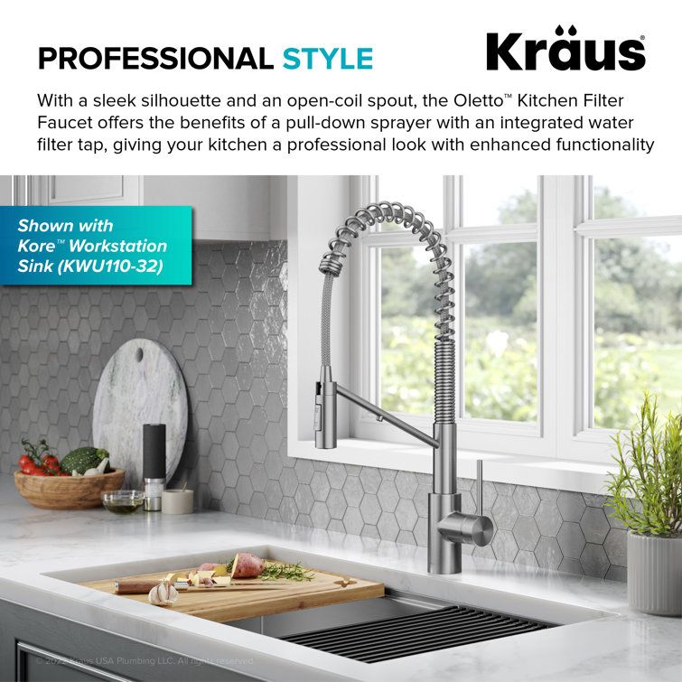 Spot-Free Stainless Steel Pull-Down Kitchen Faucet with Spray