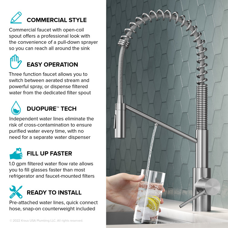 Spot-Free Stainless Steel Pull-Down Kitchen Faucet with Spray