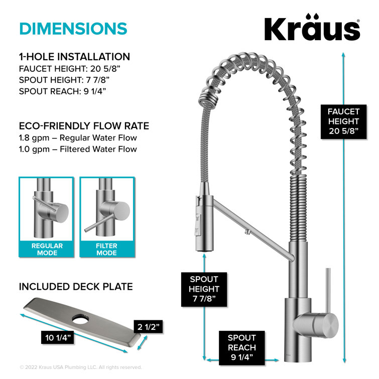 Spot-Free Stainless Steel Pull-Down Kitchen Faucet with Spray