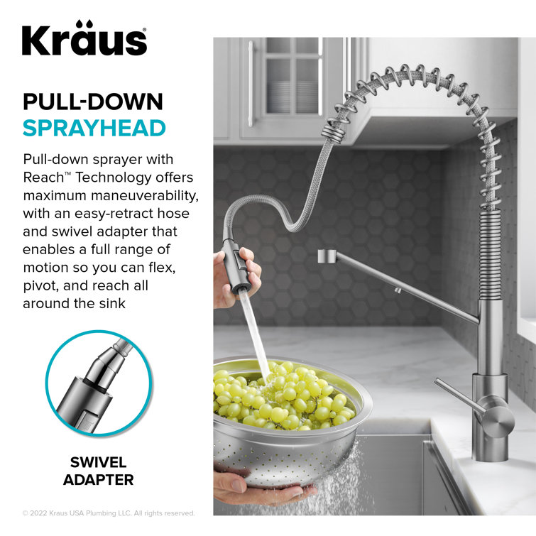 Spot-Free Stainless Steel Pull-Down Kitchen Faucet with Spray