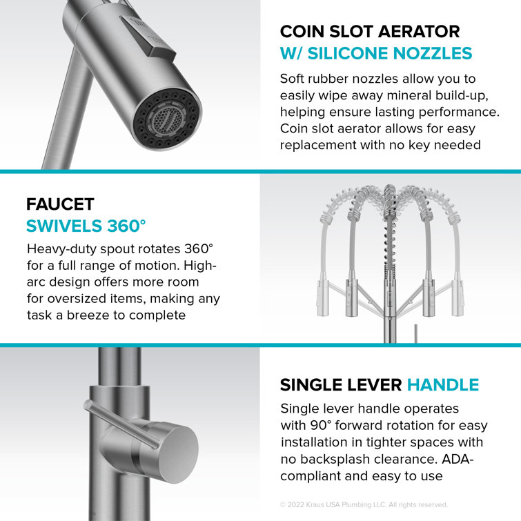 Spot-Free Stainless Steel Pull-Down Kitchen Faucet with Spray