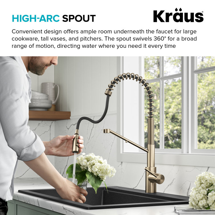 Spot-Free Stainless Steel Pull-Down Kitchen Faucet with Spray