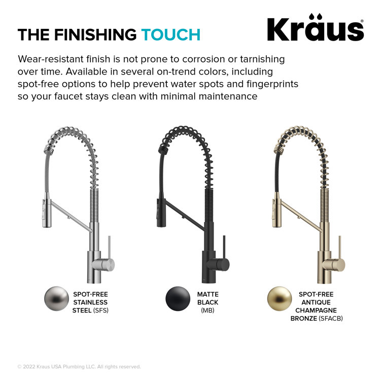 Spot-Free Stainless Steel Pull-Down Kitchen Faucet with Spray