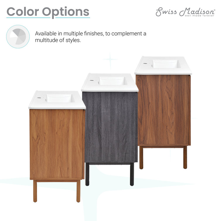 Black and Rattan 24" Freestanding Bathroom Vanity with Sink