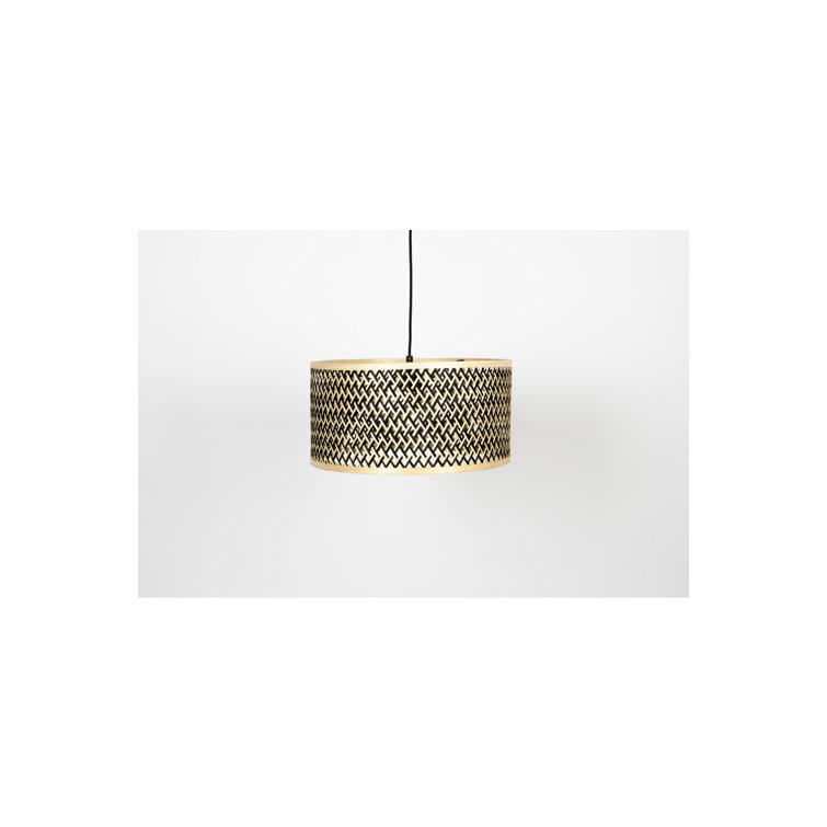 Elegant Black Bamboo Drum Pendant Light