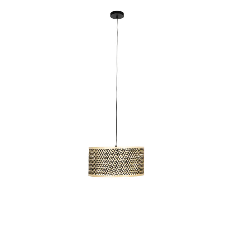 Elegant Black Bamboo Drum Pendant Light
