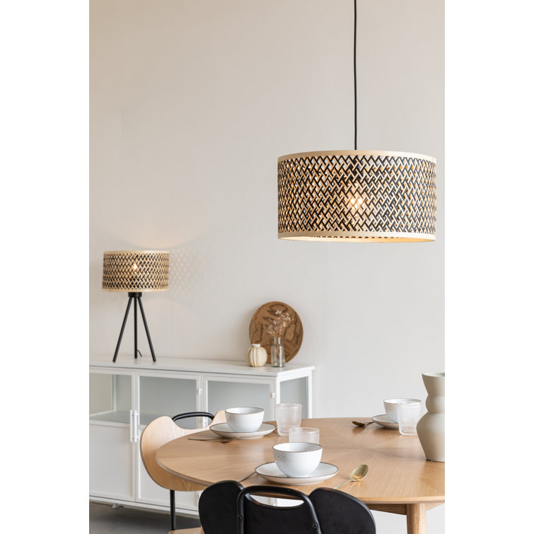 Elegant Black Bamboo Drum Pendant Light