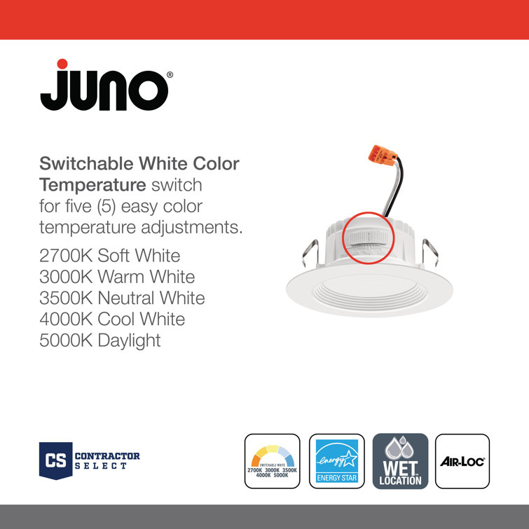 4'' White LED Retrofit Recessed Lighting Kit with Switchable Color Temperature