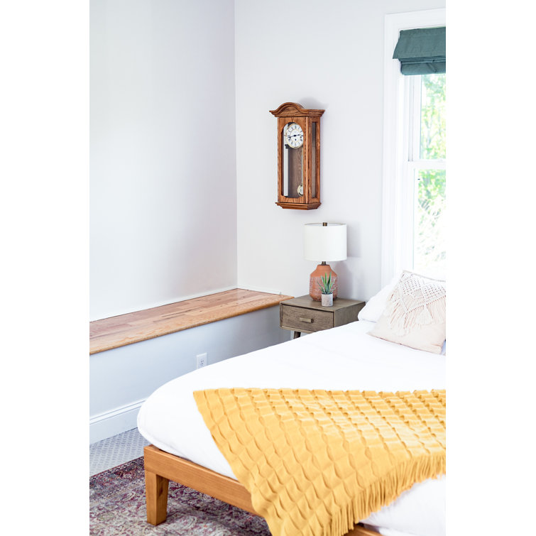 Brooke Light Oak Wall Clock with Gold Detailing