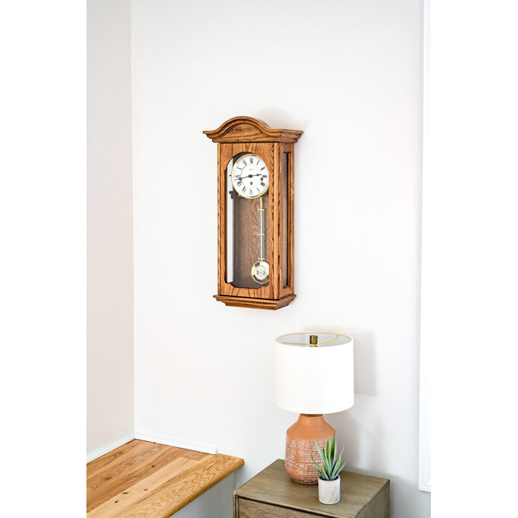 Brooke Light Oak Wall Clock with Gold Detailing