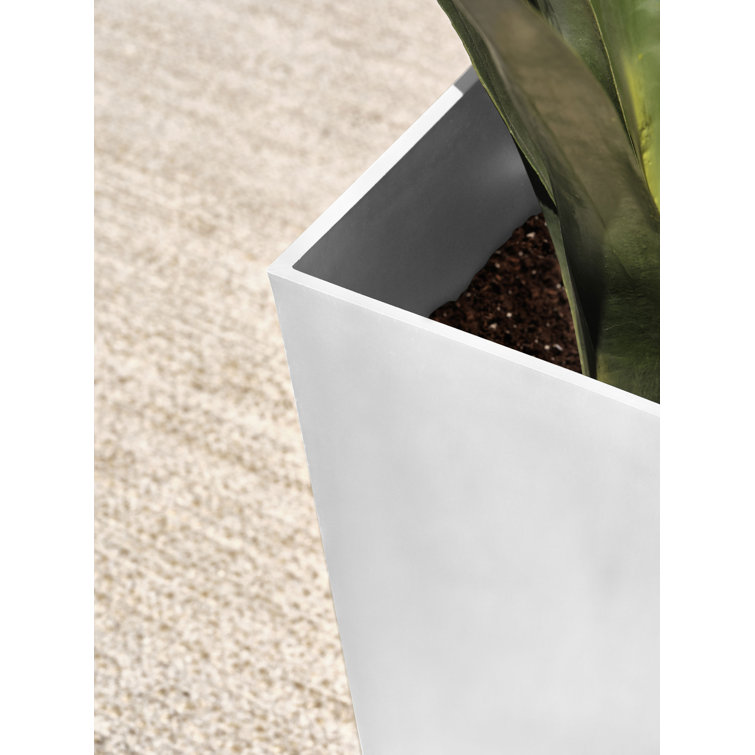 Midland Modern 26" White Recycled Plastic Indoor/Outdoor Planter