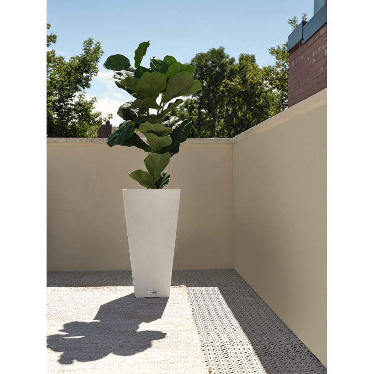 Midland Modern 26" White Recycled Plastic Indoor/Outdoor Planter