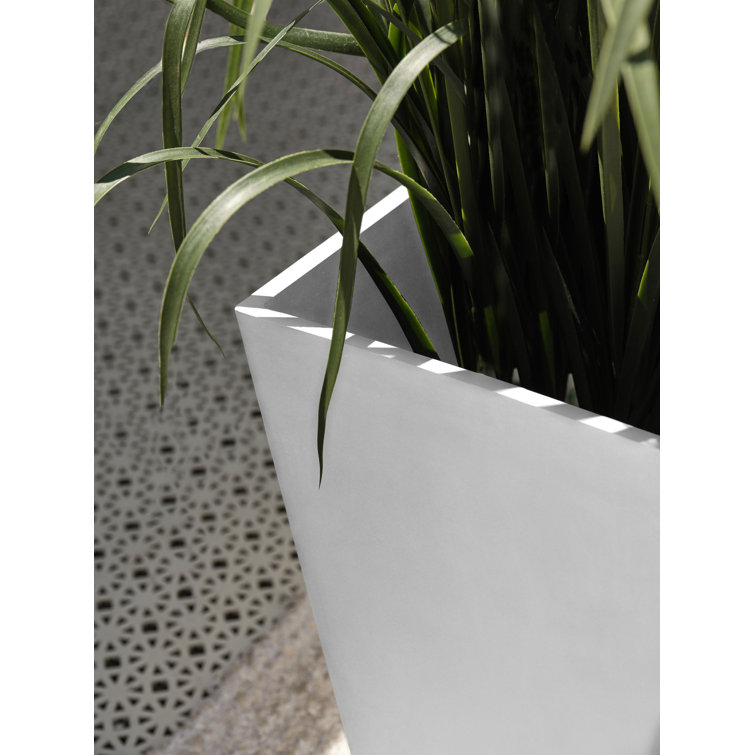 Midland Modern 26" White Recycled Plastic Indoor/Outdoor Planter