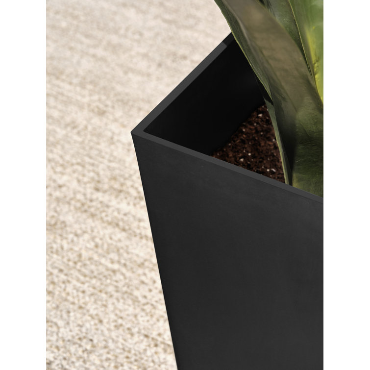 Black 26" Tall Modern Plastic Planter Set