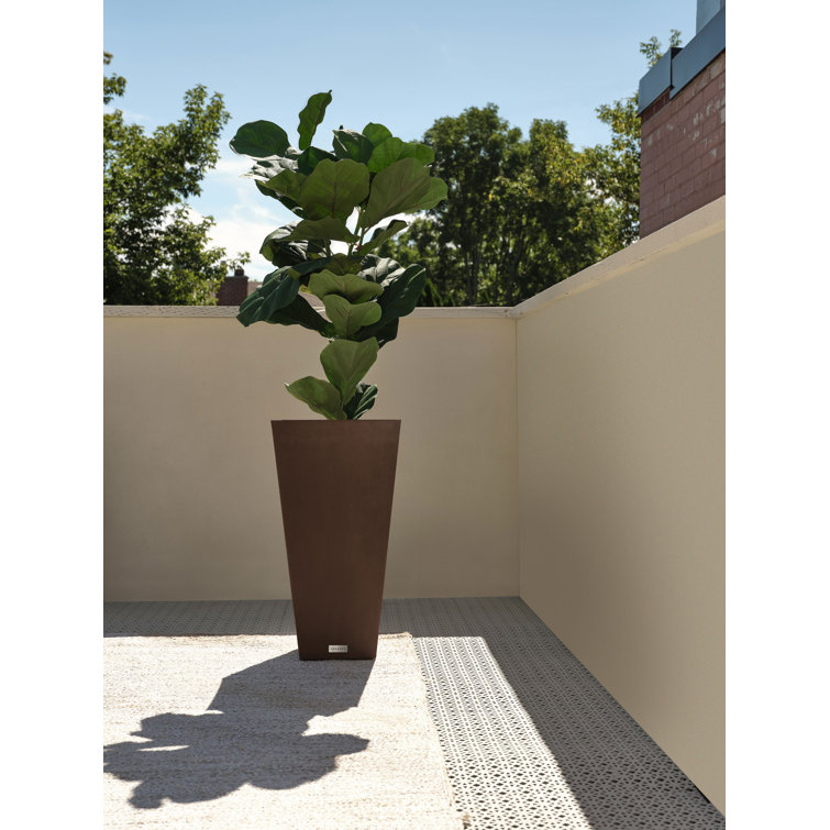 Espresso Sleek Square Tapered Modern Planter 26" High