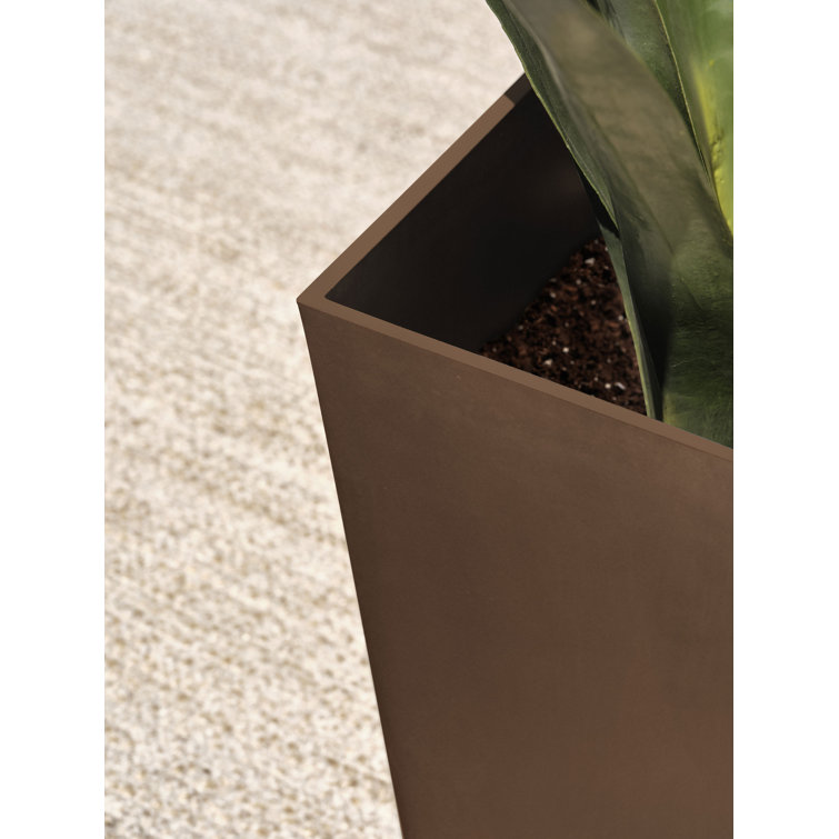 Espresso Sleek Square Tapered Modern Planter 26" High