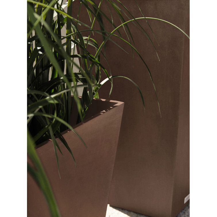 Espresso Sleek Square Tapered Modern Planter 26" High