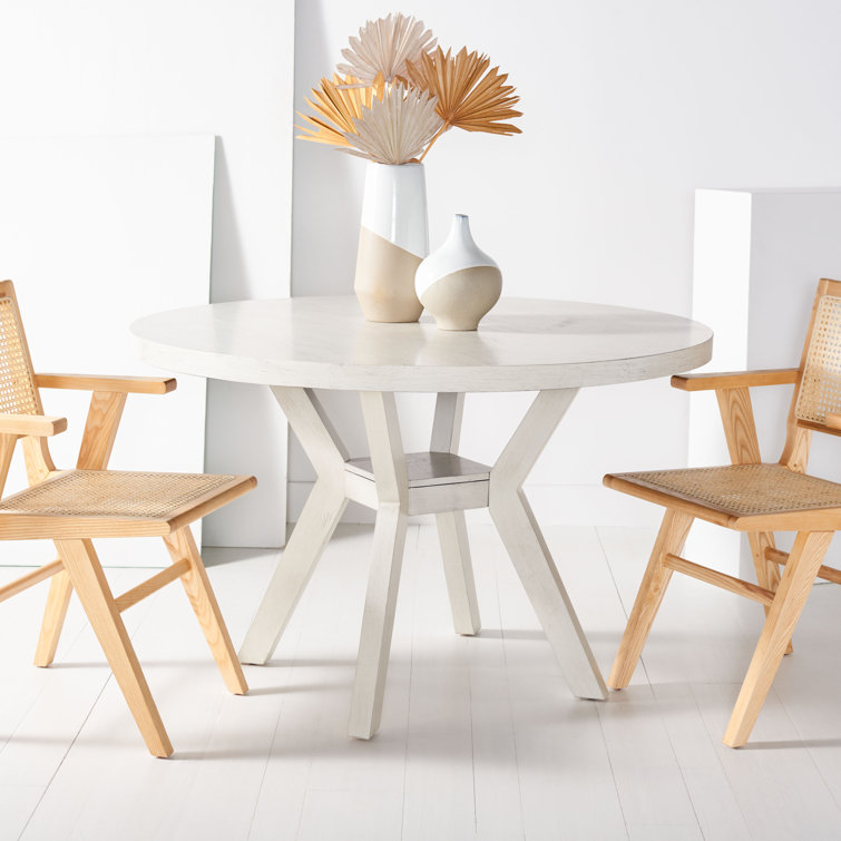47.5'' Round Black Wood Dining Table for Six