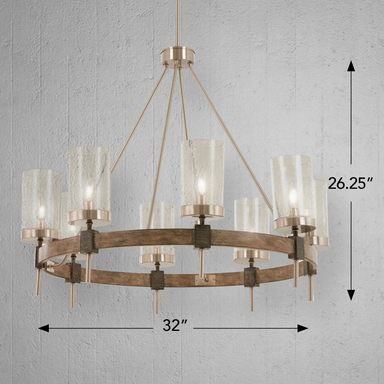 Bridlewood Stone Grey 8-Light Chandelier with Brushed Nickel and Clear Seedy Glass