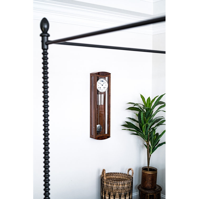 Walnut Finish Pendulum Wall Clock with Nickel Accents
