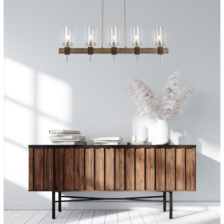 Brushed Nickel and Stone Grey 5-Light Island Pendant