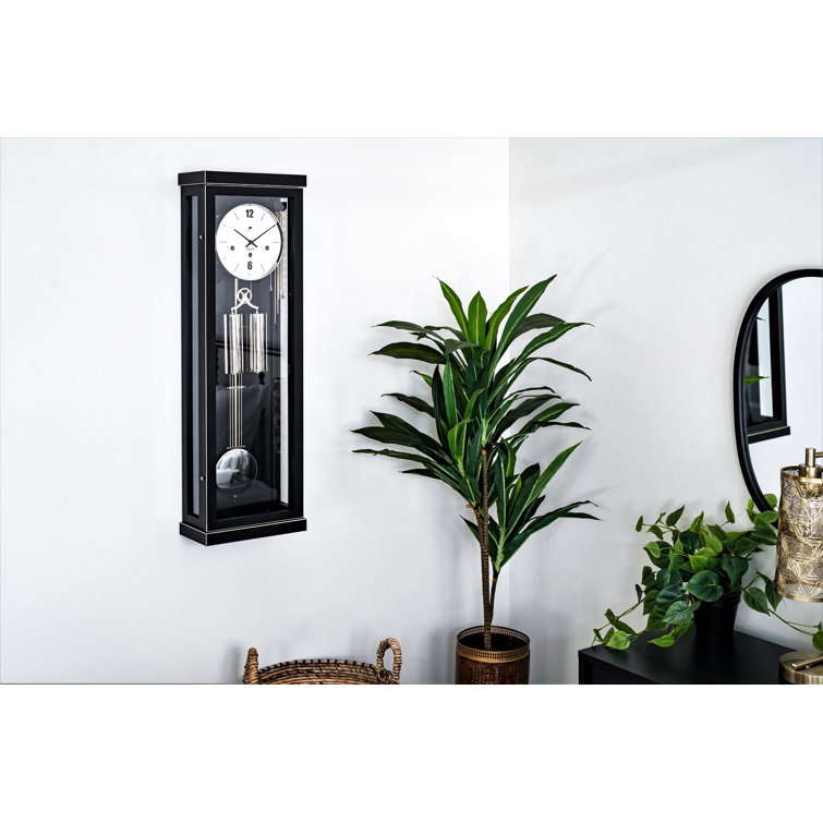 Hermle Black Forest Nickel-Plated Wall Clock with Glass Panels