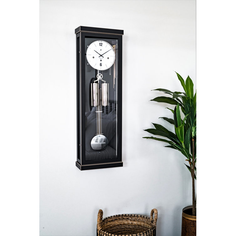 Hermle Black Forest Nickel-Plated Wall Clock with Glass Panels
