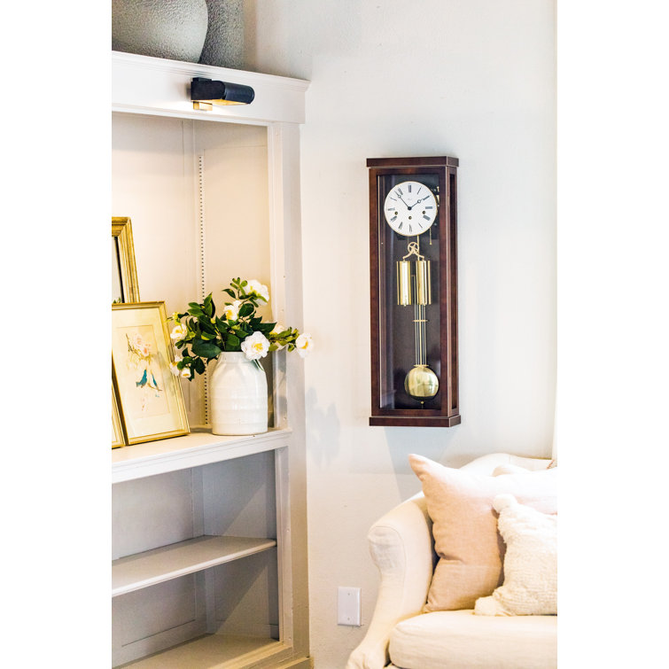 Walnut Brown Rectangular Regulator Pendulum Wall Clock