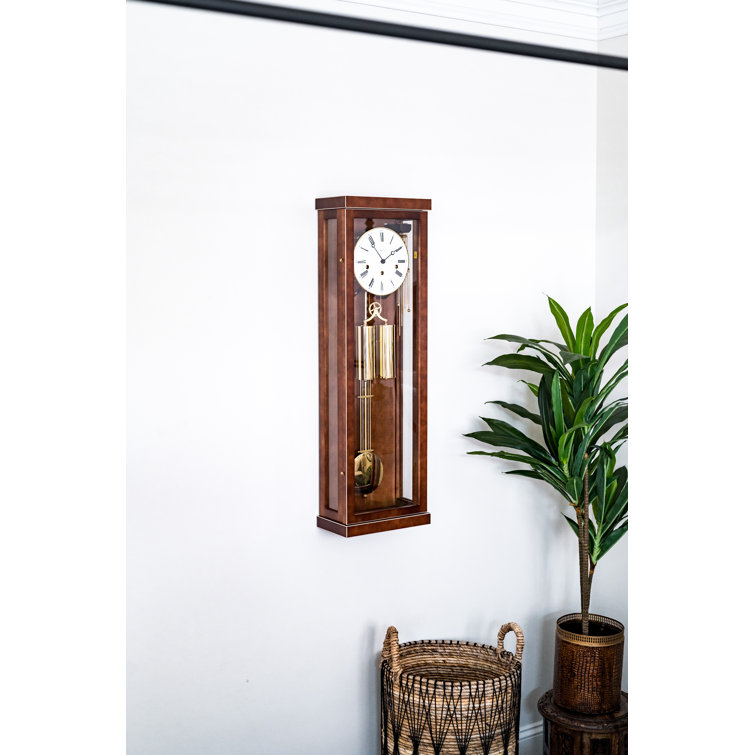Walnut Brown Rectangular Regulator Pendulum Wall Clock