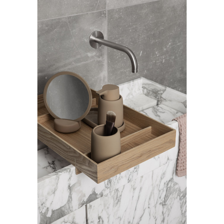 Tan Ceramic Matte 3-Piece Bathroom Accessory Set