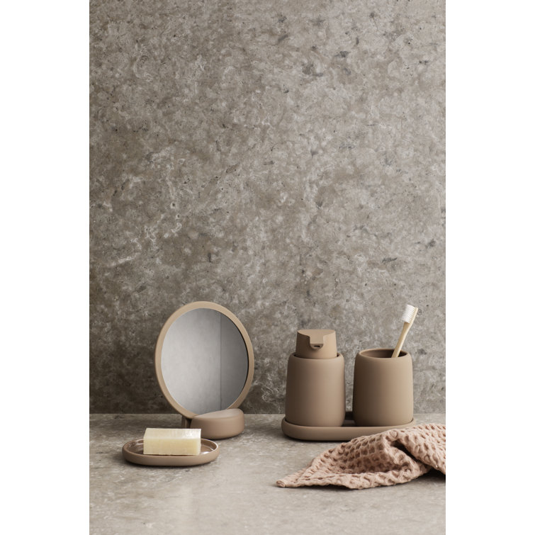 Tan Ceramic Matte 3-Piece Bathroom Accessory Set