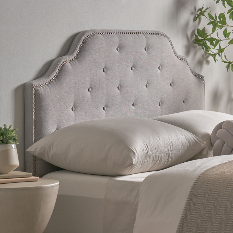 Light Gray Velvet Upholstered Full Metal Panel Headboard