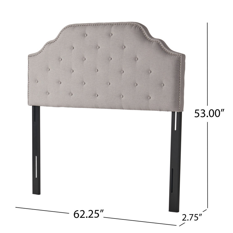 Light Gray Velvet Upholstered Full Metal Panel Headboard